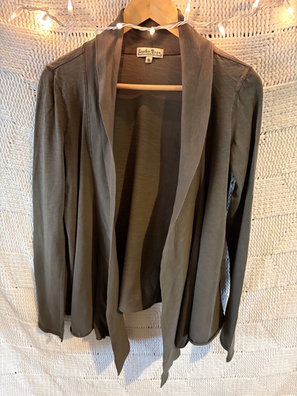 Open-Front Olive Green Draped Blazer by Twenty Dress